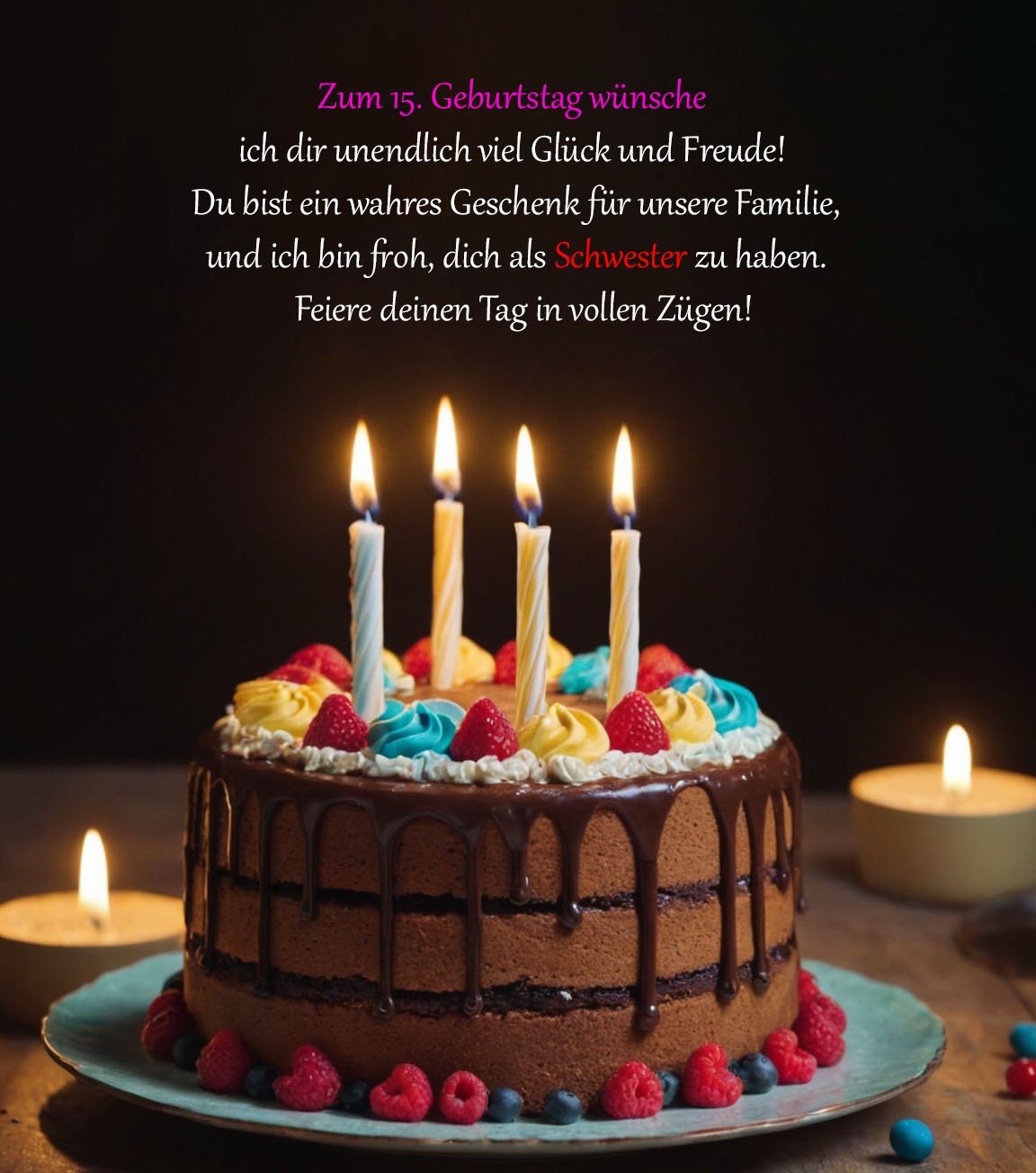 Top Sprüche für Glückwünsche zum 15. Geburtstag Sprüche für Glückwünsche zum 15. Geburtstag für eine Schwester